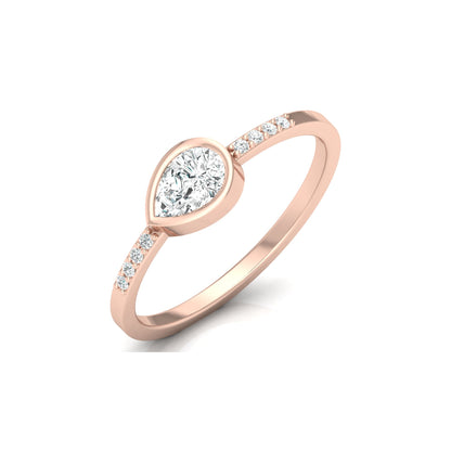 Pear Lab Grown Diamond Bezel Set Accented Engagement Ring - HIGHCARAT DIAMONDS