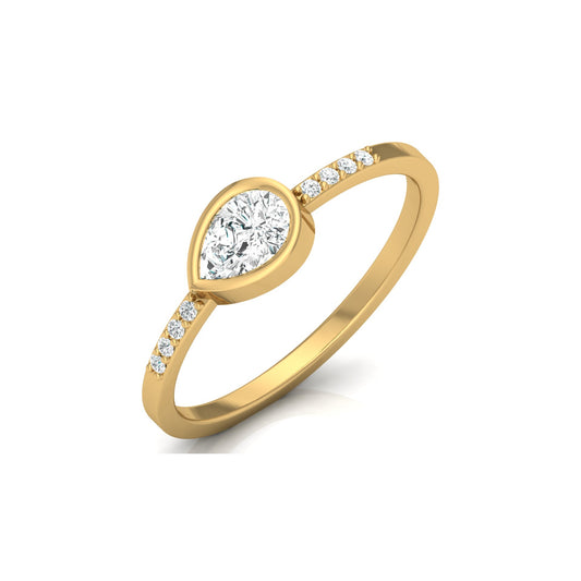 Pear Lab Grown Diamond Bezel Set Accented Engagement Ring