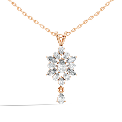 14K Solid Yellow Gold Pendant with 1.87 CT Lab-Grown Pear or Marquise Cut Diamond - HIGHCARAT DIAMONDS