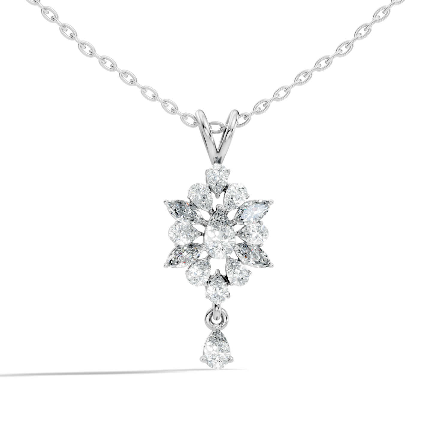 14K Solid Yellow Gold Pendant with 1.87 CT Lab-Grown Pear or Marquise Cut Diamond - HIGHCARAT DIAMONDS