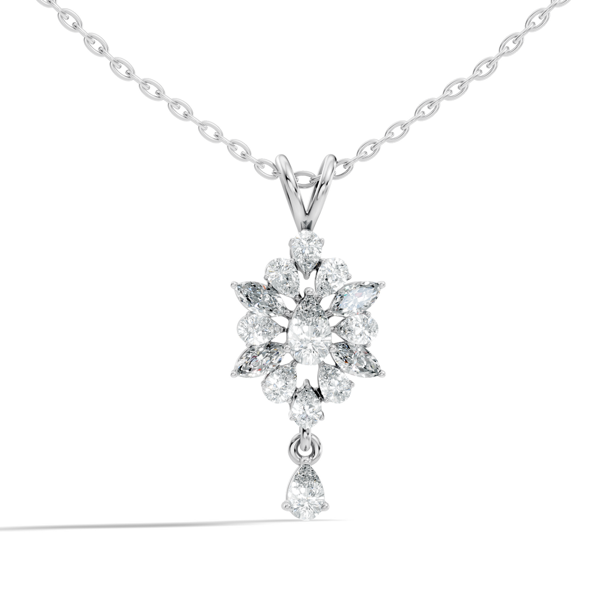 14K Solid Yellow Gold Pendant with 1.87 CT Lab-Grown Pear or Marquise Cut Diamond - HIGHCARAT DIAMONDS