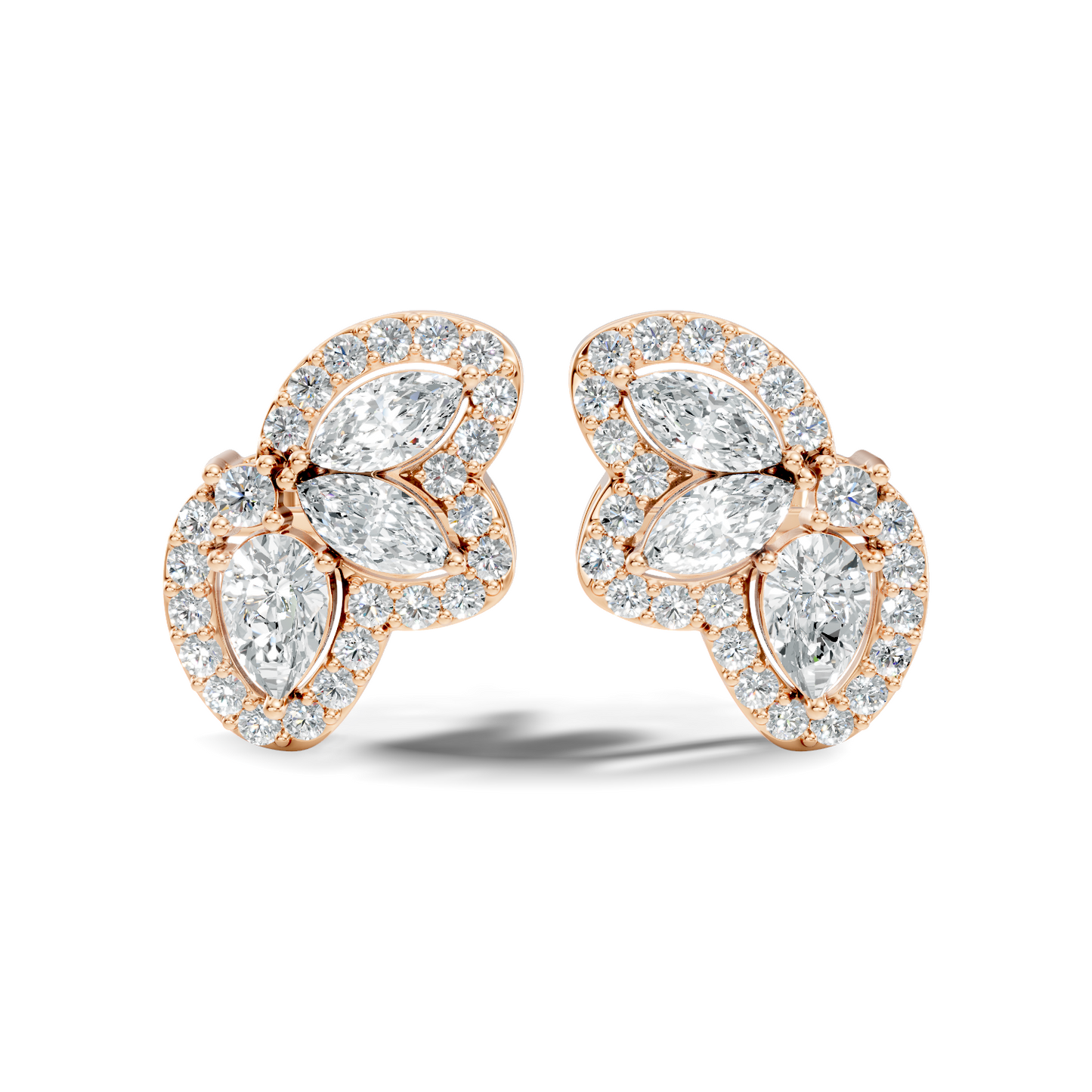 Round, Pear, Marquise Shape 10k Solid White Gold Natural & Lab Grown Diamond Shinning Elegance Earrings Anniversary Gift for Women - HIGHCARAT DIAMONDS