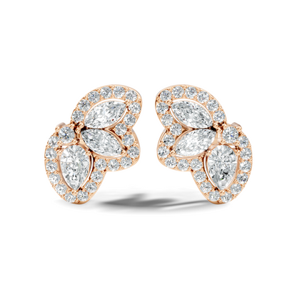 Round, Pear, Marquise Shape 10k Solid White Gold Natural & Lab Grown Diamond Shinning Elegance Earrings Anniversary Gift for Women - HIGHCARAT DIAMONDS