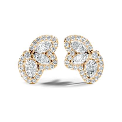 Round, Pear, Marquise Shape 10k Solid White Gold Natural & Lab Grown Diamond Shinning Elegance Earrings Anniversary Gift for Women - HIGHCARAT DIAMONDS