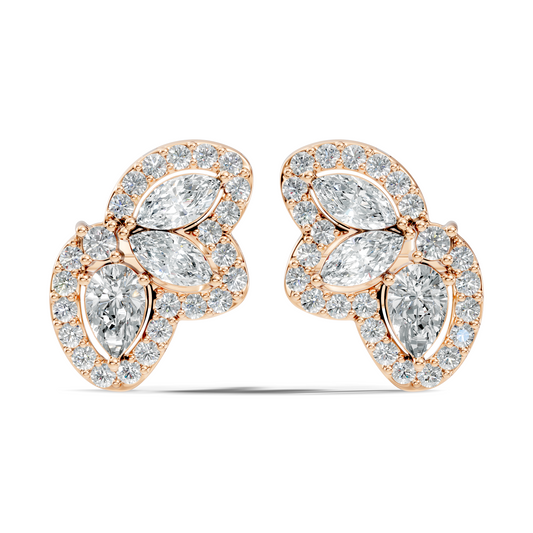 Round, Pear, Marquise Shape 10k Solid White Gold Natural & Lab Grown Diamond Shinning Elegance Earrings Anniversary Gift for Women - HIGHCARAT DIAMONDS
