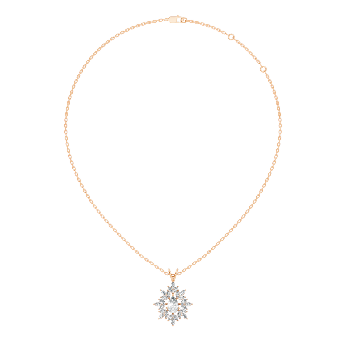 Vintage 1.30 CT Pear Cut Labgrown Diamond Pendant Necklace In 14K Gold Jewelry - HIGHCARAT DIAMONDS