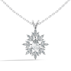 Vintage 1.30 CT Pear Cut Labgrown Diamond Pendant Necklace In 14K Gold Jewelry - HIGHCARAT DIAMONDS