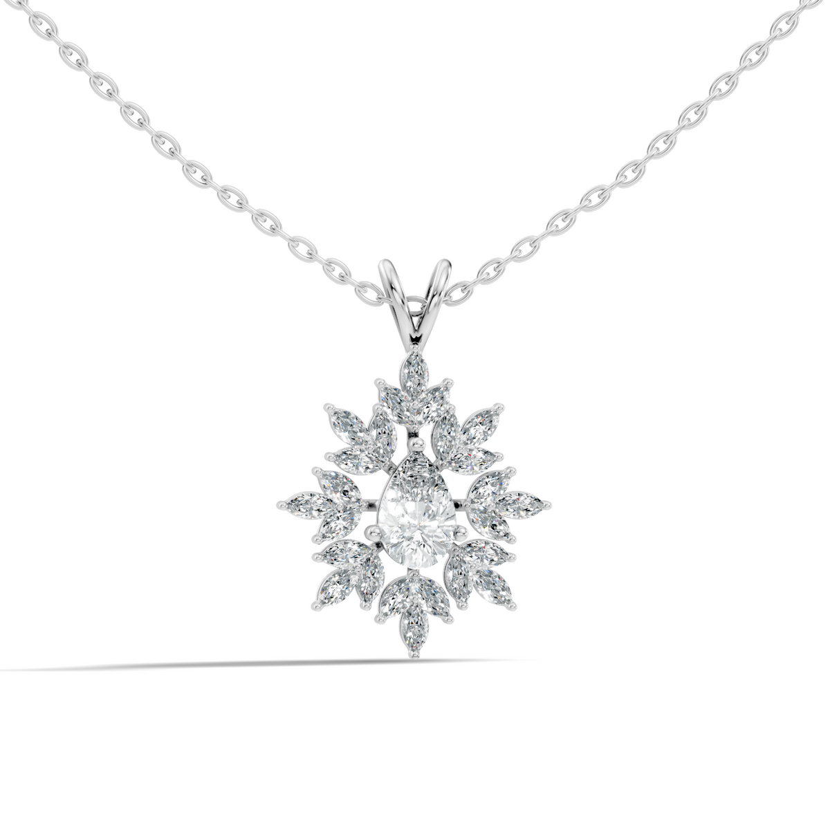 Vintage 1.30 CT Pear Cut Labgrown Diamond Pendant Necklace In 14K Gold Jewelry - HIGHCARAT DIAMONDS