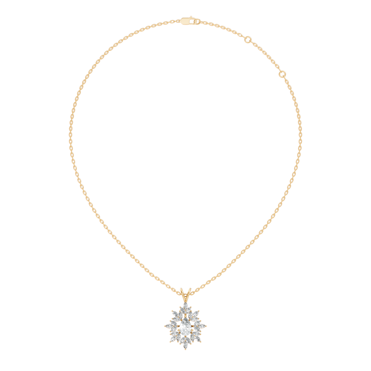 Vintage 1.30 CT Pear Cut Labgrown Diamond Pendant Necklace In 14K Gold Jewelry - HIGHCARAT DIAMONDS