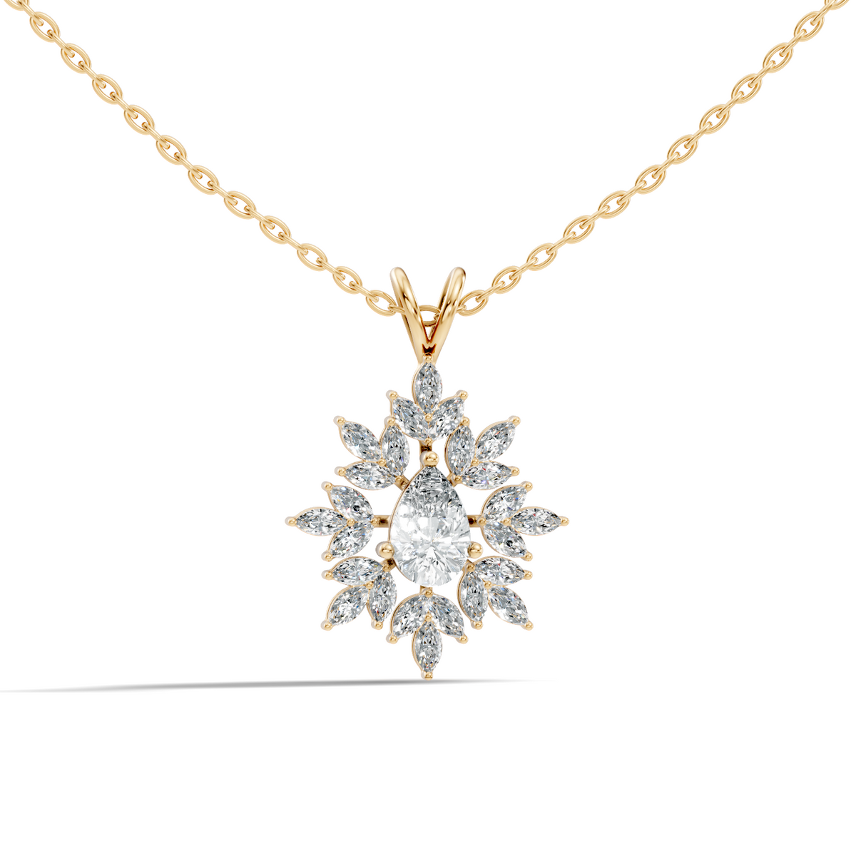 Vintage 1.30 CT Pear Cut Labgrown Diamond Pendant Necklace In 14K Gold Jewelry - HIGHCARAT DIAMONDS