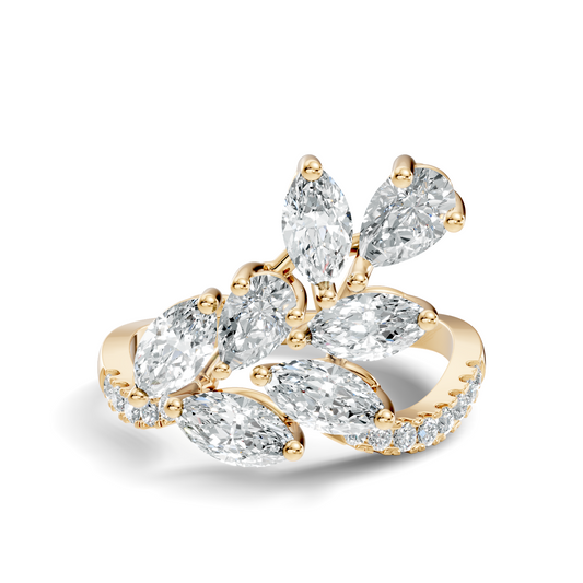 Pear, Marquise and Round Cut 1.88Ct Lab Grown Diamond Vintage Prong Set Dainty Wedding Wear Ring