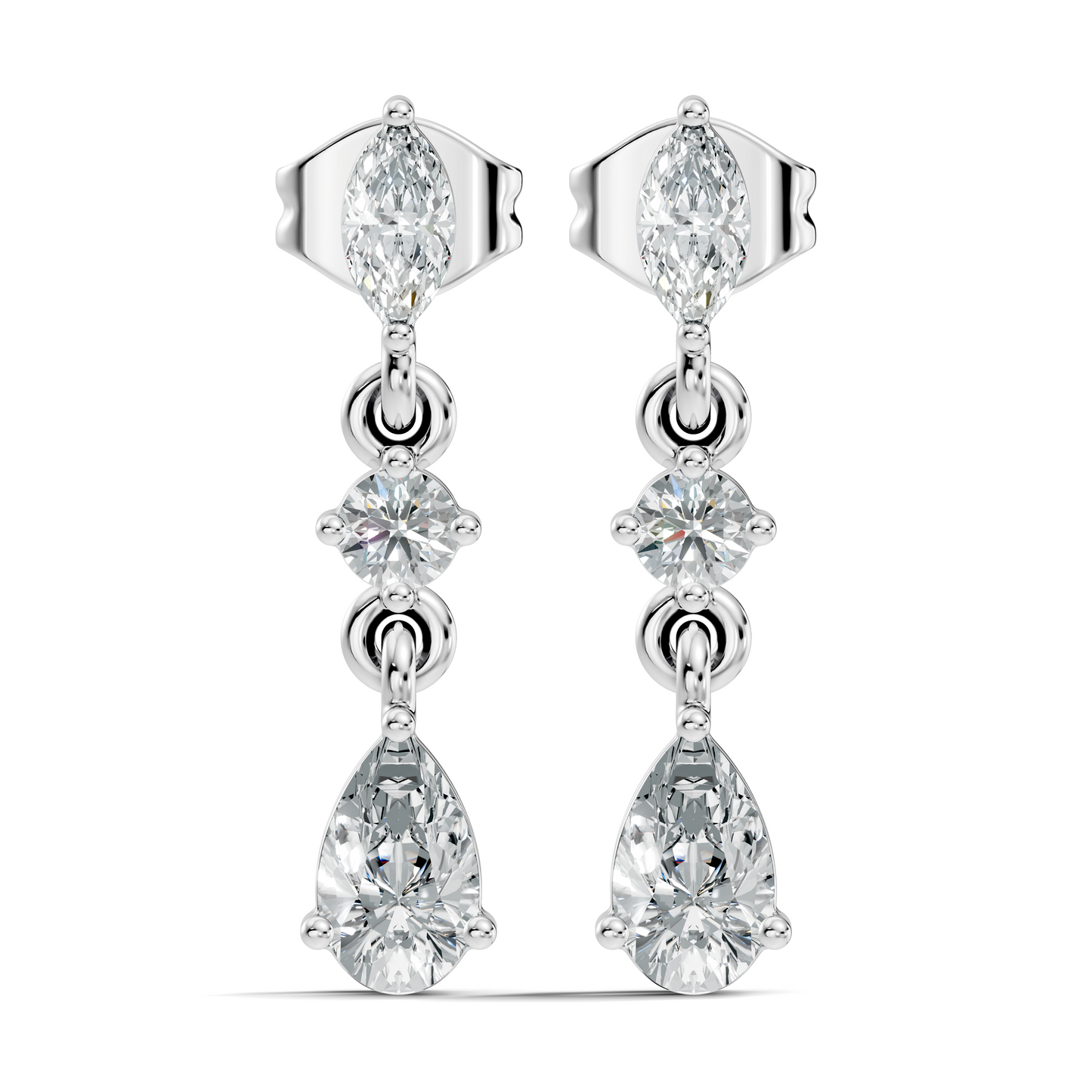 Pear, Marquise and Round Cut Top Grade Lab Grown Diamond Unique Perfect Earring For Bridals