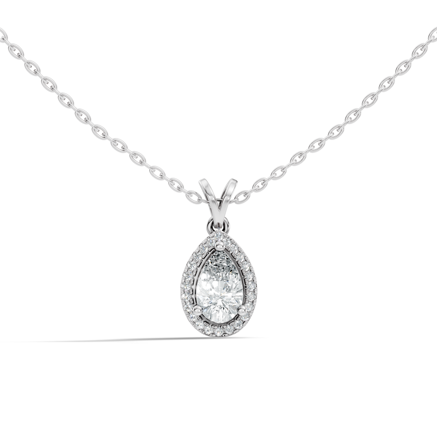 Round & Pear shape Lab Grown Diamond  10k Solid Rose Gold Sizzling Classic Diamond Pendant For Her - HIGHCARAT DIAMONDS