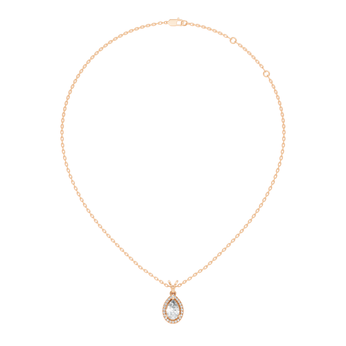 Round & Pear shape Lab Grown Diamond  10k Solid Rose Gold Sizzling Classic Diamond Pendant For Her - HIGHCARAT DIAMONDS
