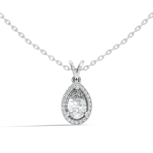Round & Pear shape Lab Grown Diamond  10k Solid Rose Gold Sizzling Classic Diamond Pendant For Her - HIGHCARAT DIAMONDS