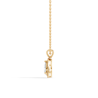 Round & Pear shape Lab Grown Diamond  10k Solid Rose Gold Sizzling Classic Diamond Pendant For Her - HIGHCARAT DIAMONDS