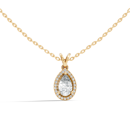 Round & Pear shape Lab Grown Diamond  10k Solid Rose Gold Sizzling Classic Diamond Pendant For Her - HIGHCARAT DIAMONDS