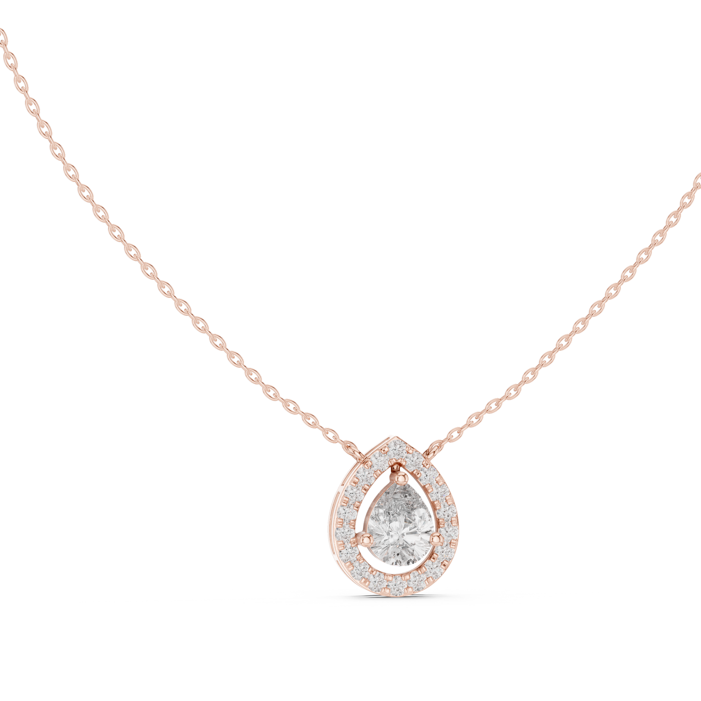 Pear & Round Shape Lab Grown Diamond White Gold Pendant For Wedding Wear - HIGHCARAT DIAMONDS