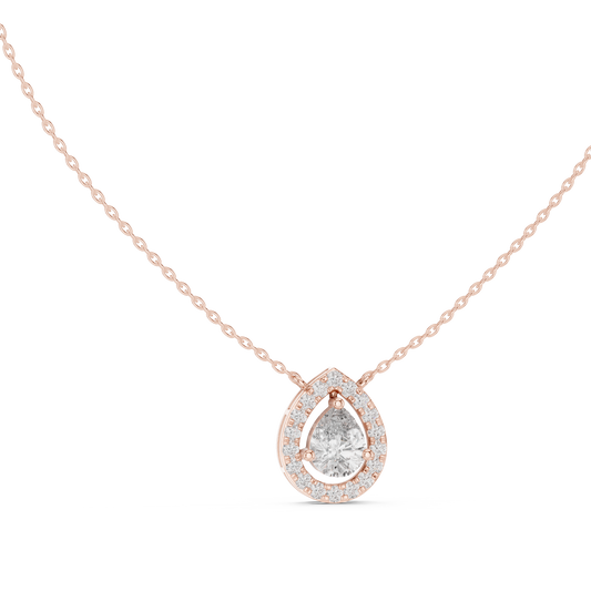 Pear & Round Shape Lab Grown Diamond White Gold Pendant For Wedding Wear - HIGHCARAT DIAMONDS
