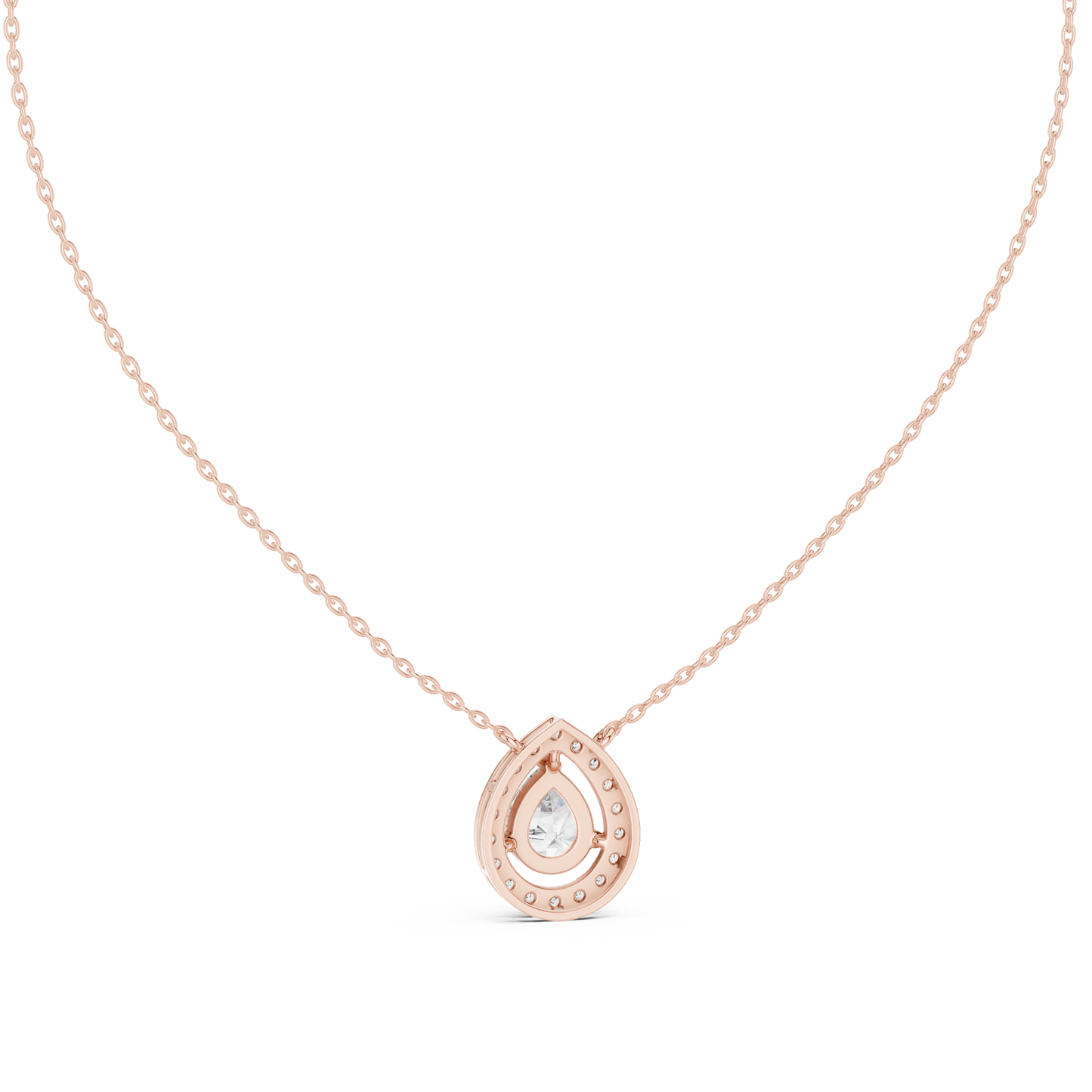 Pear & Round Shape Lab Grown Diamond White Gold Pendant For Wedding Wear - HIGHCARAT DIAMONDS