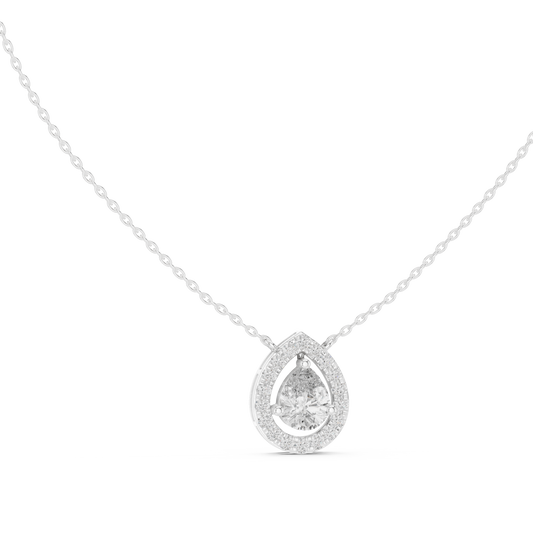 Pear & Round Shape Lab Grown Diamond White Gold Pendant For Wedding Wear - HIGHCARAT DIAMONDS