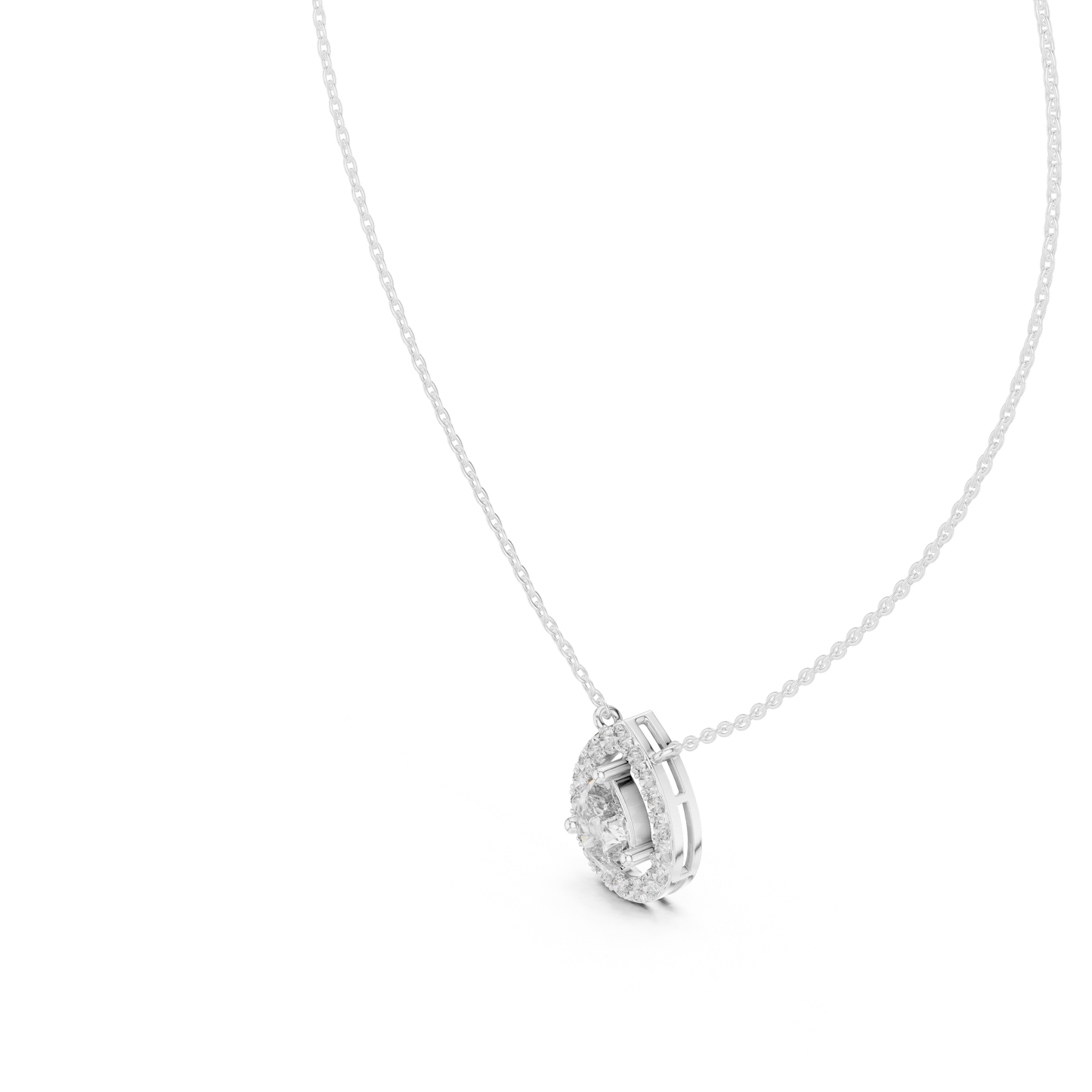 Pear & Round Shape Lab Grown Diamond White Gold Pendant For Wedding Wear - HIGHCARAT DIAMONDS