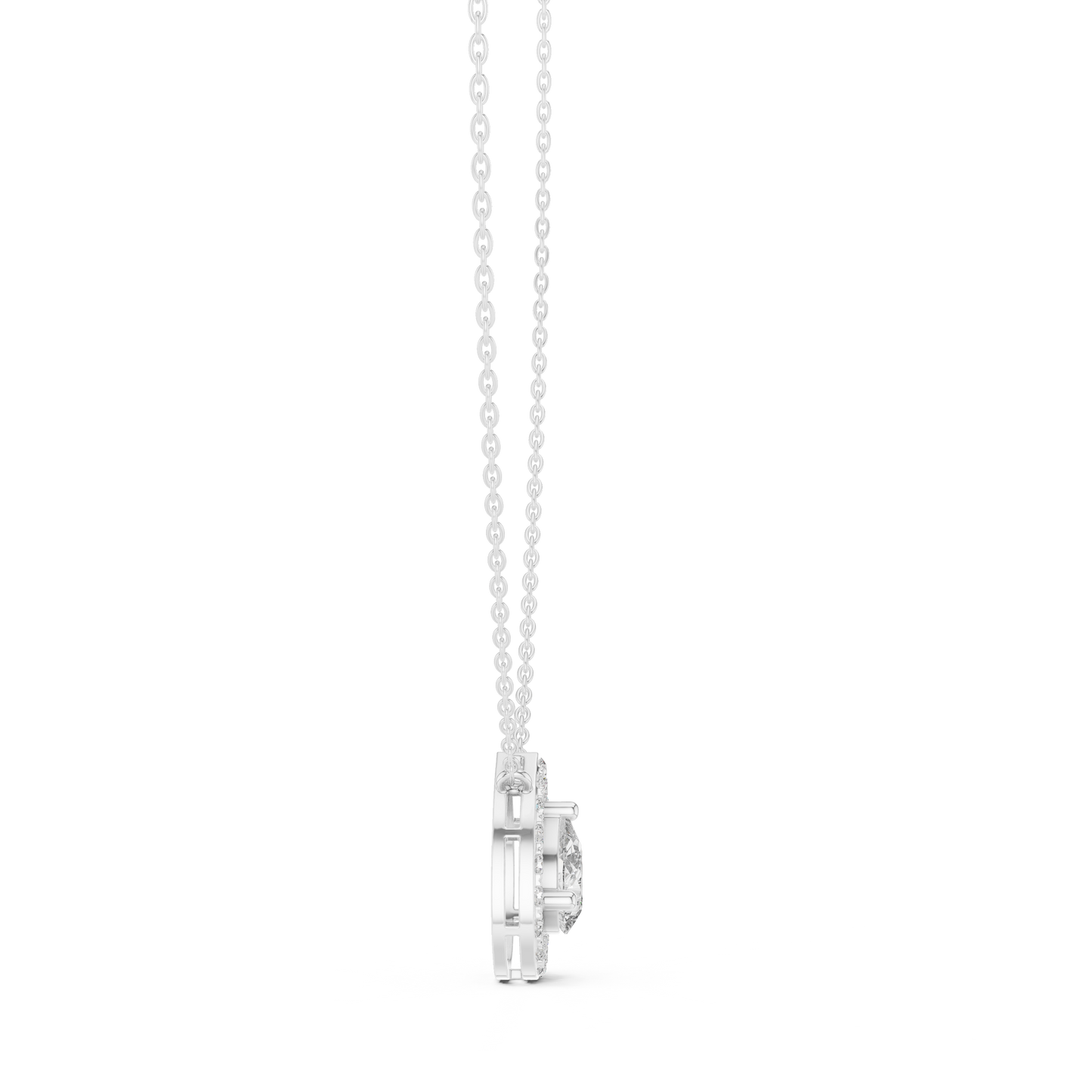 Pear & Round Shape Lab Grown Diamond White Gold Pendant For Wedding Wear - HIGHCARAT DIAMONDS