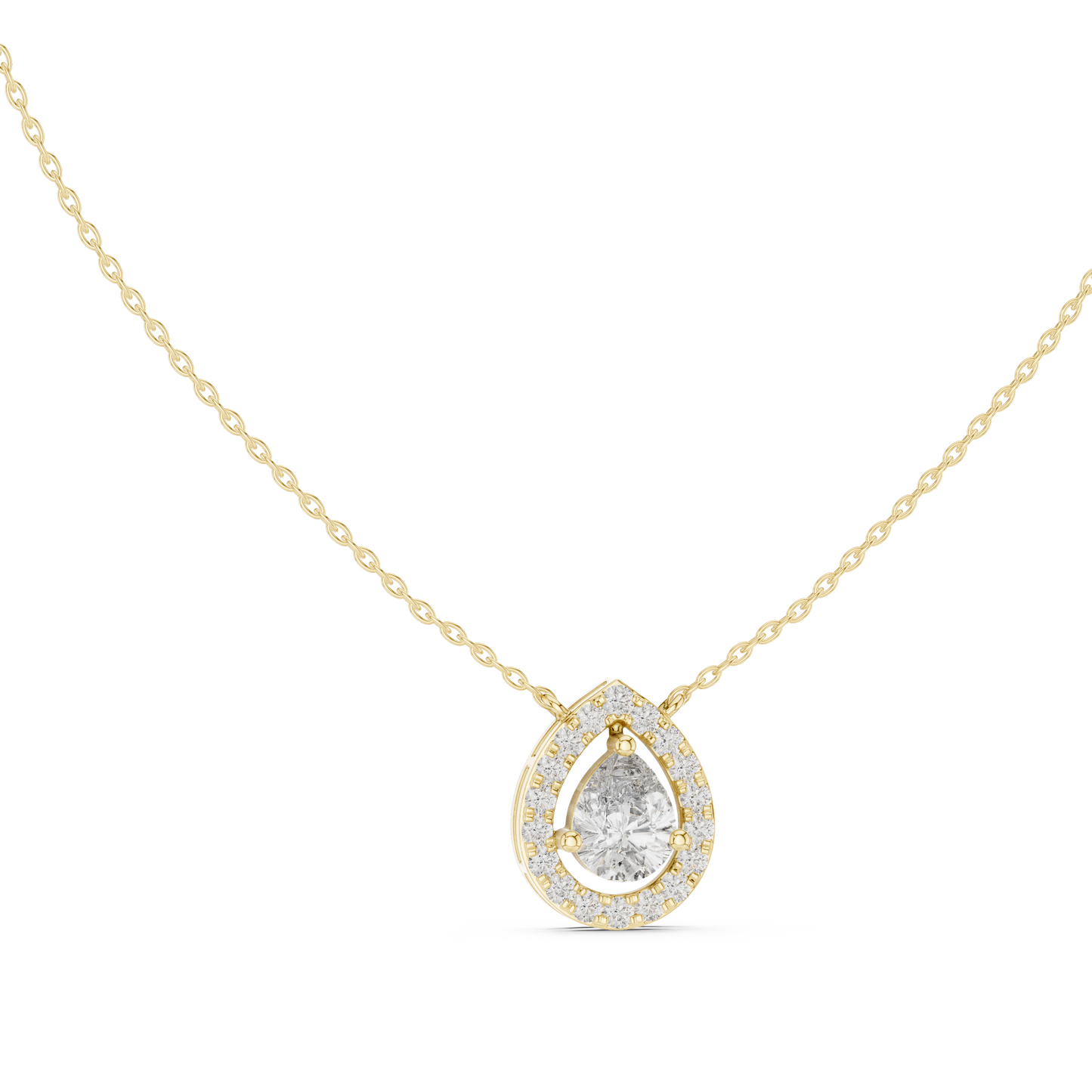 Pear & Round Shape Lab Grown Diamond White Gold Pendant For Wedding Wear - HIGHCARAT DIAMONDS