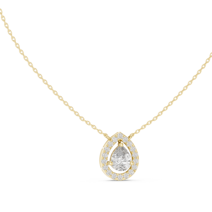 Pear & Round Shape Lab Grown Diamond White Gold Pendant For Wedding Wear - HIGHCARAT DIAMONDS
