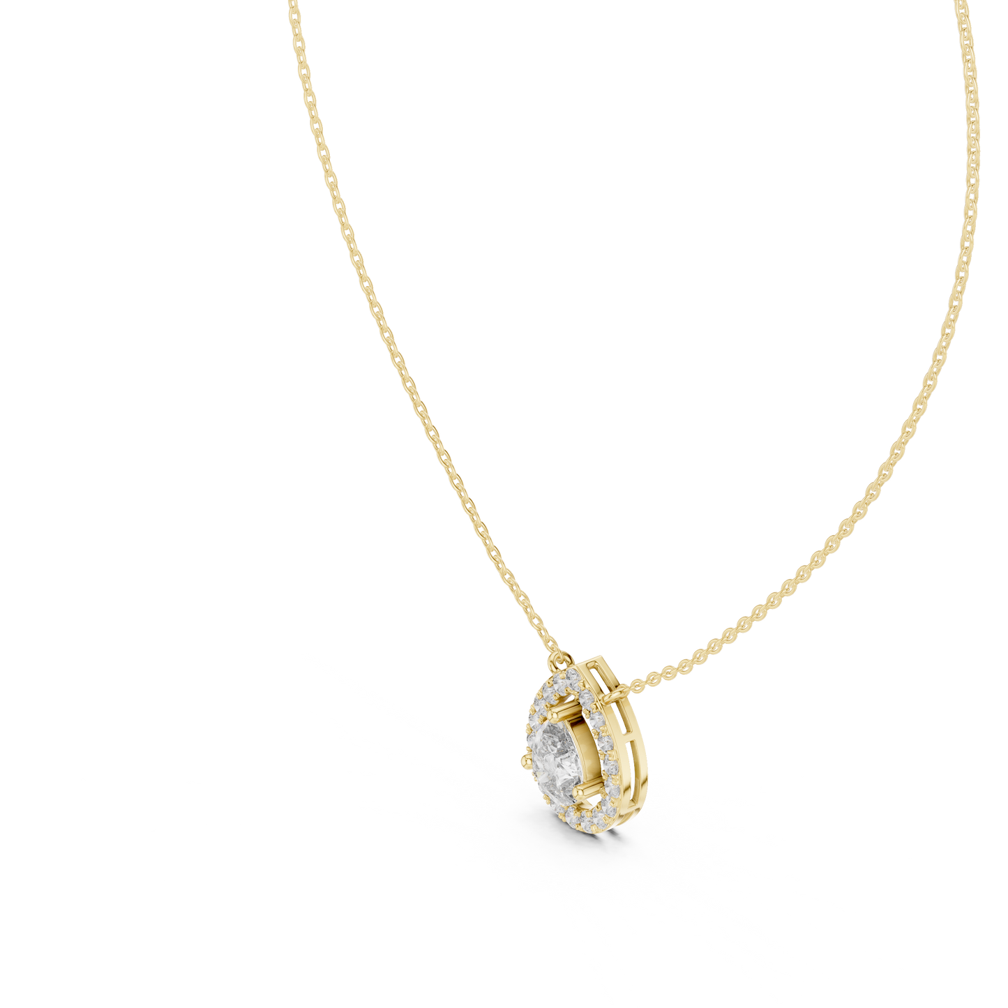 Pear & Round Shape Lab Grown Diamond White Gold Pendant For Wedding Wear - HIGHCARAT DIAMONDS