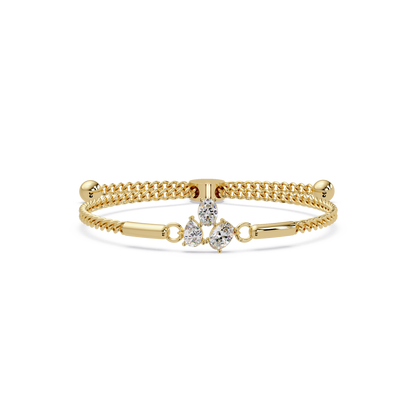 Pear & Oval Lab Grown Diamond Chain Adjustable Gold Bracelet - HIGHCARAT DIAMONDS