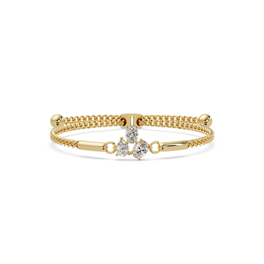Pear & Oval Lab Grown Diamond Chain Adjustable Gold Bracelet - HIGHCARAT DIAMONDS