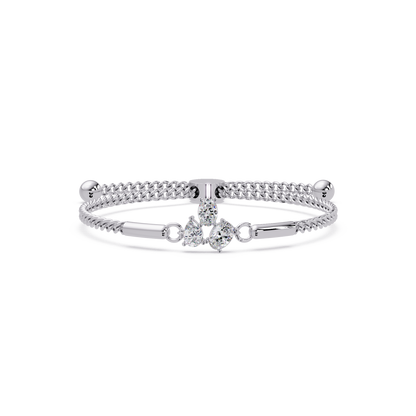 Pear & Oval Lab Grown Diamond Chain Adjustable Gold Bracelet - HIGHCARAT DIAMONDS