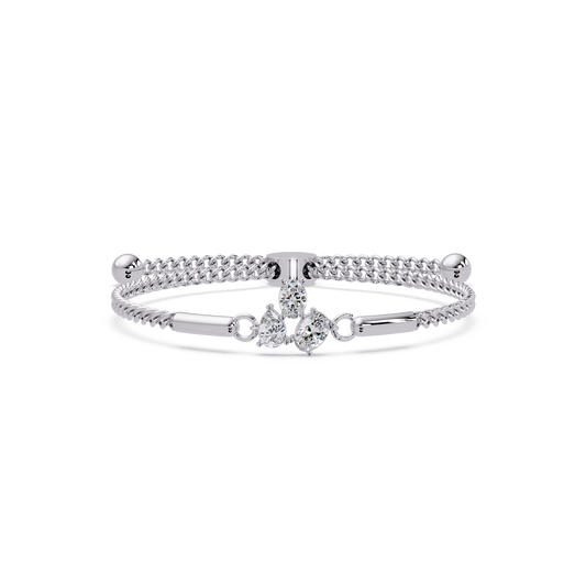 Pear & Oval Lab Grown Diamond Chain Adjustable Gold Bracelet - HIGHCARAT DIAMONDS