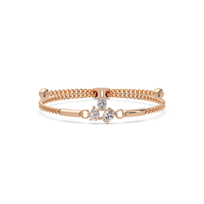 Pear & Oval Lab Grown Diamond Chain Adjustable Gold Bracelet - HIGHCARAT DIAMONDS