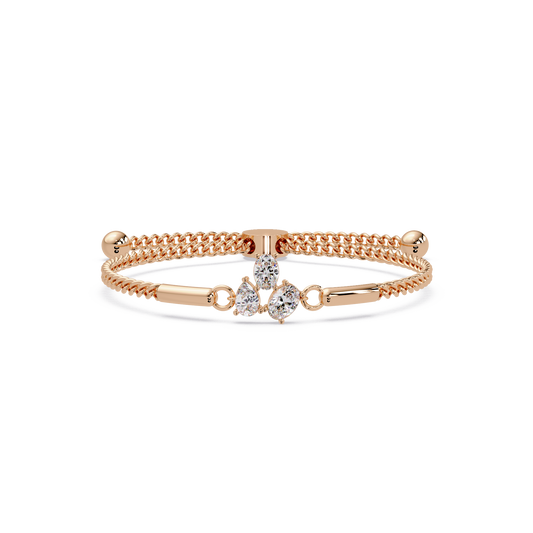 Pear & Oval Lab Grown Diamond Chain Adjustable Gold Bracelet - HIGHCARAT DIAMONDS