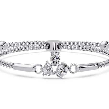 Pear & Oval Lab Grown Diamond Chain Adjustable Gold Bracelet - HIGHCARAT DIAMONDS