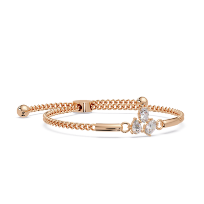 Pear & Oval Lab Grown Diamond Chain Adjustable Gold Bracelet - HIGHCARAT DIAMONDS