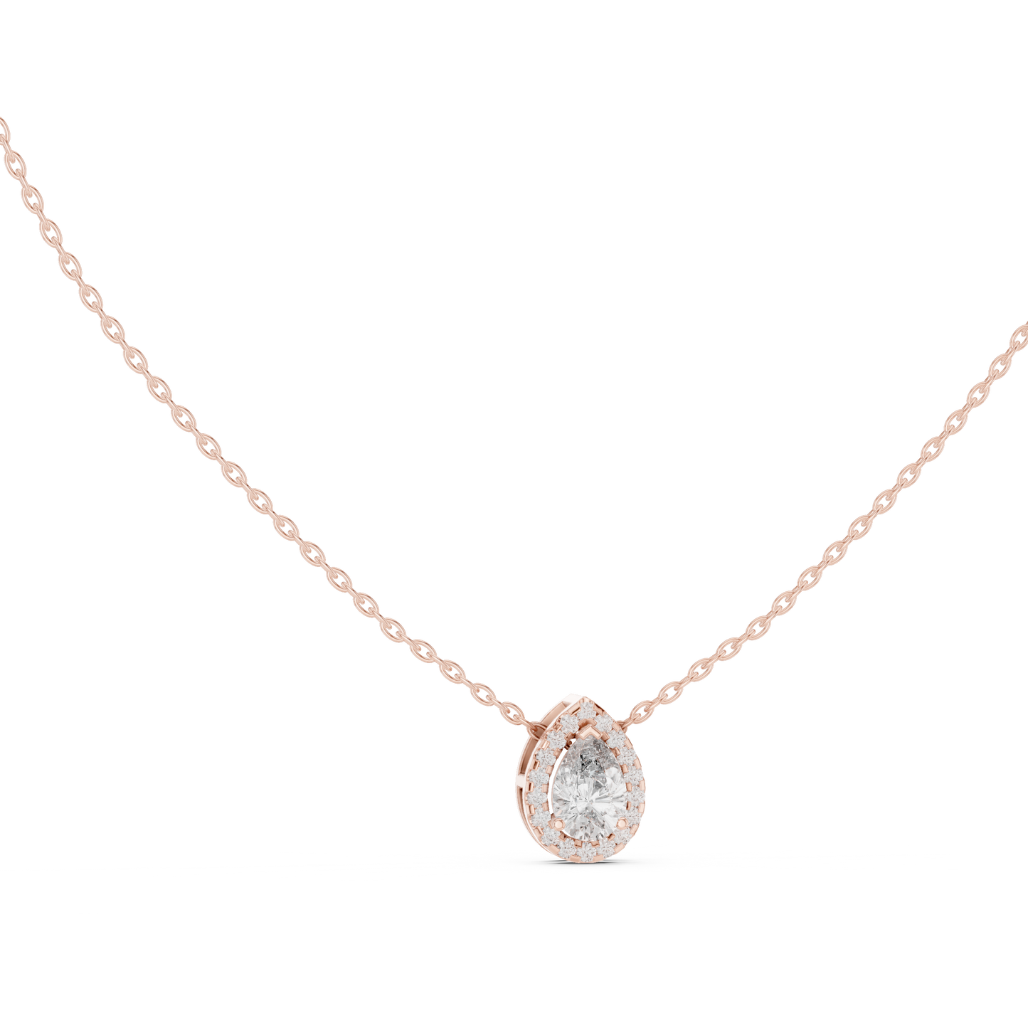 14k Solid Gold Round And Pear Shape lab grown Diamond Pendant For Wedding - HIGHCARAT DIAMONDS