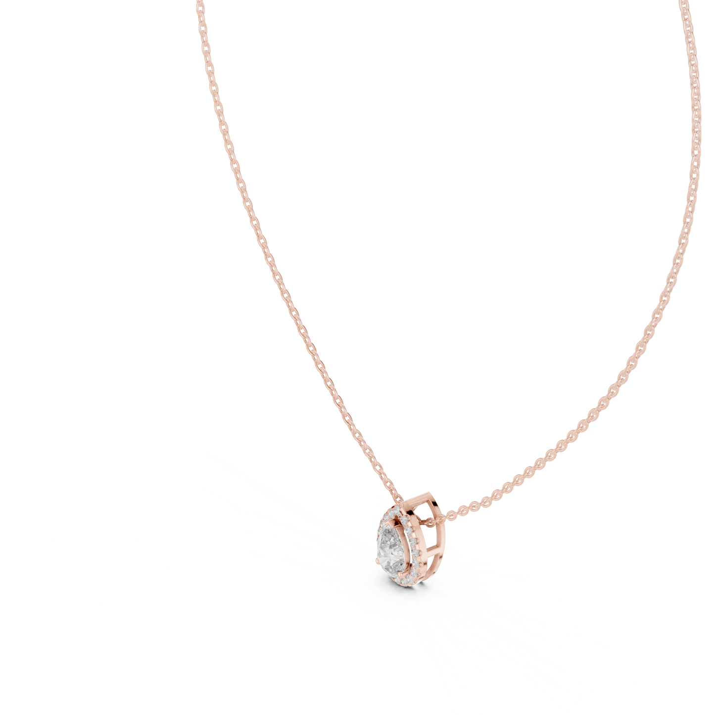 14k Solid Gold Round And Pear Shape lab grown Diamond Pendant For Wedding - HIGHCARAT DIAMONDS