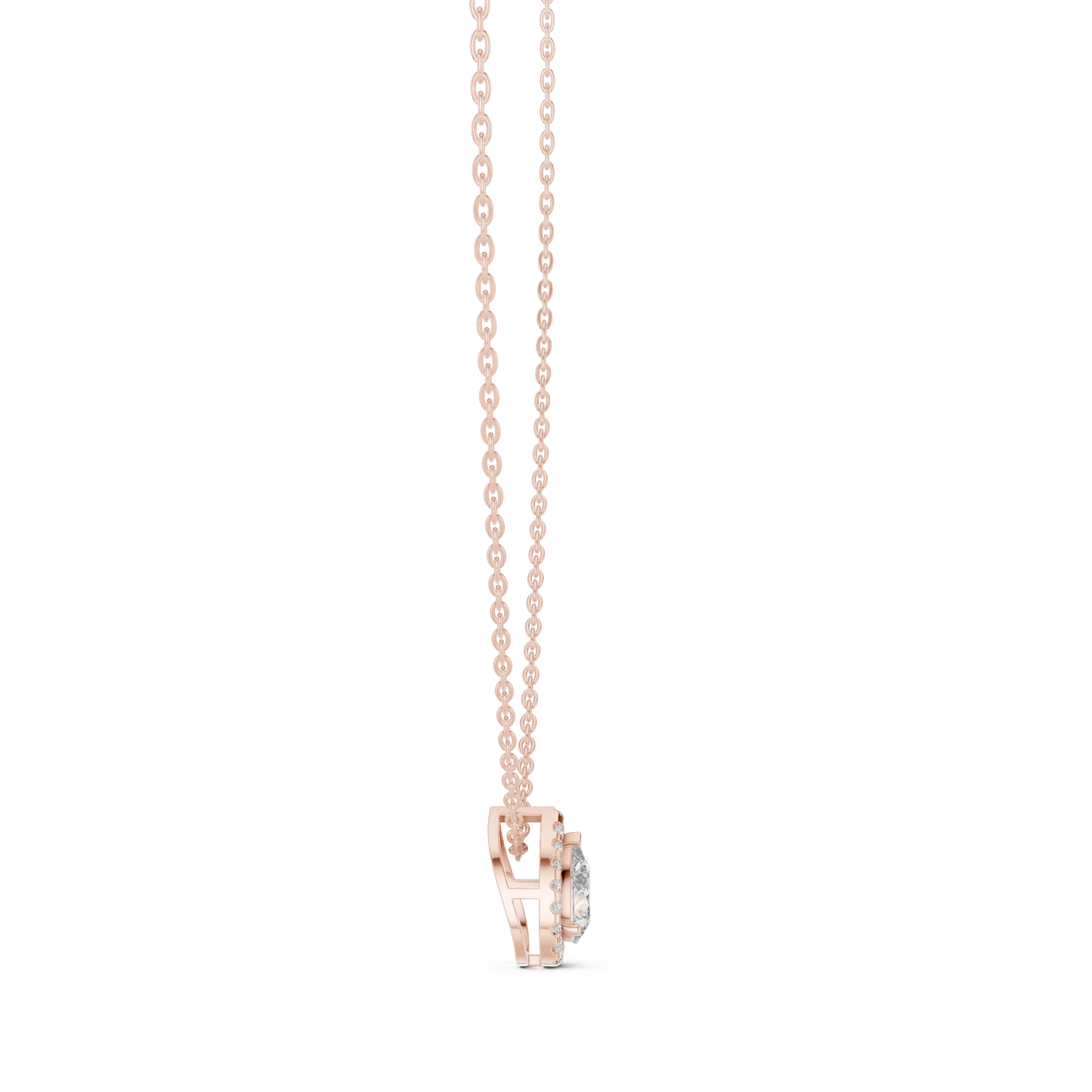 14k Solid Gold Round And Pear Shape lab grown Diamond Pendant For Wedding - HIGHCARAT DIAMONDS