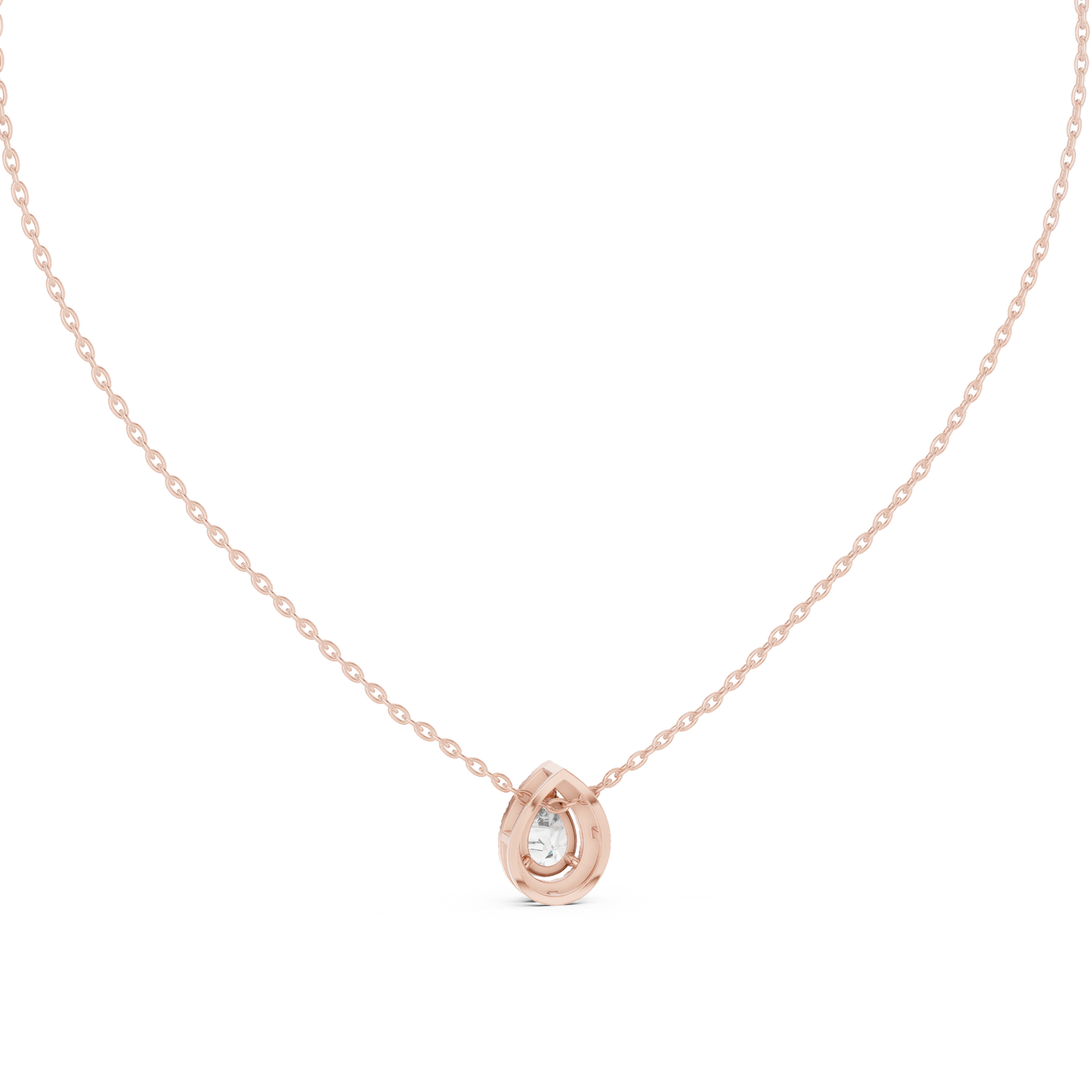 14k Solid Gold Round And Pear Shape lab grown Diamond Pendant For Wedding - HIGHCARAT DIAMONDS