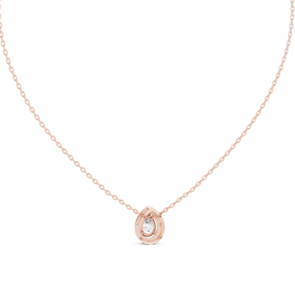14k Solid Gold Round And Pear Shape lab grown Diamond Pendant For Wedding - HIGHCARAT DIAMONDS