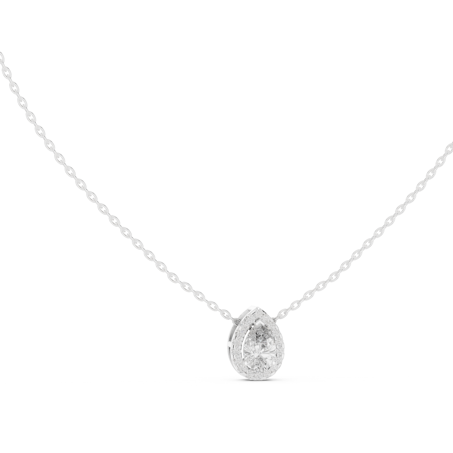 14k Solid Gold Round And Pear Shape lab grown Diamond Pendant For Wedding - HIGHCARAT DIAMONDS