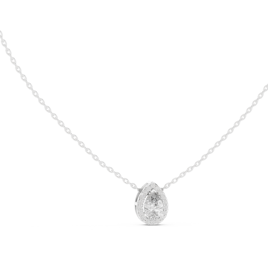 14k Solid Gold Round And Pear Shape lab grown Diamond Pendant For Wedding - HIGHCARAT DIAMONDS