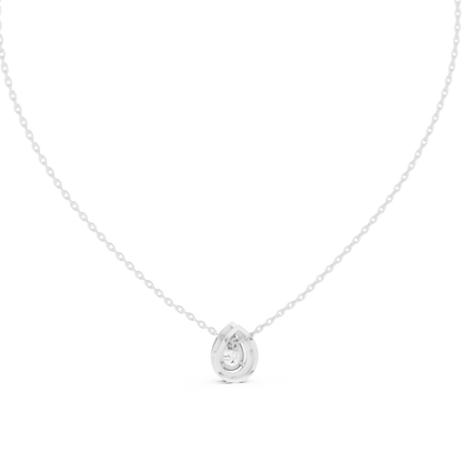 14k Solid Gold Round And Pear Shape lab grown Diamond Pendant For Wedding - HIGHCARAT DIAMONDS