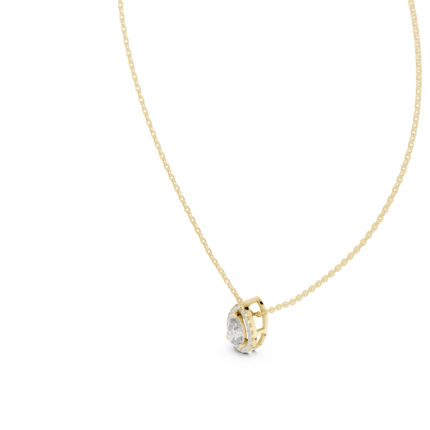 14k Solid Gold Round And Pear Shape lab grown Diamond Pendant For Wedding - HIGHCARAT DIAMONDS
