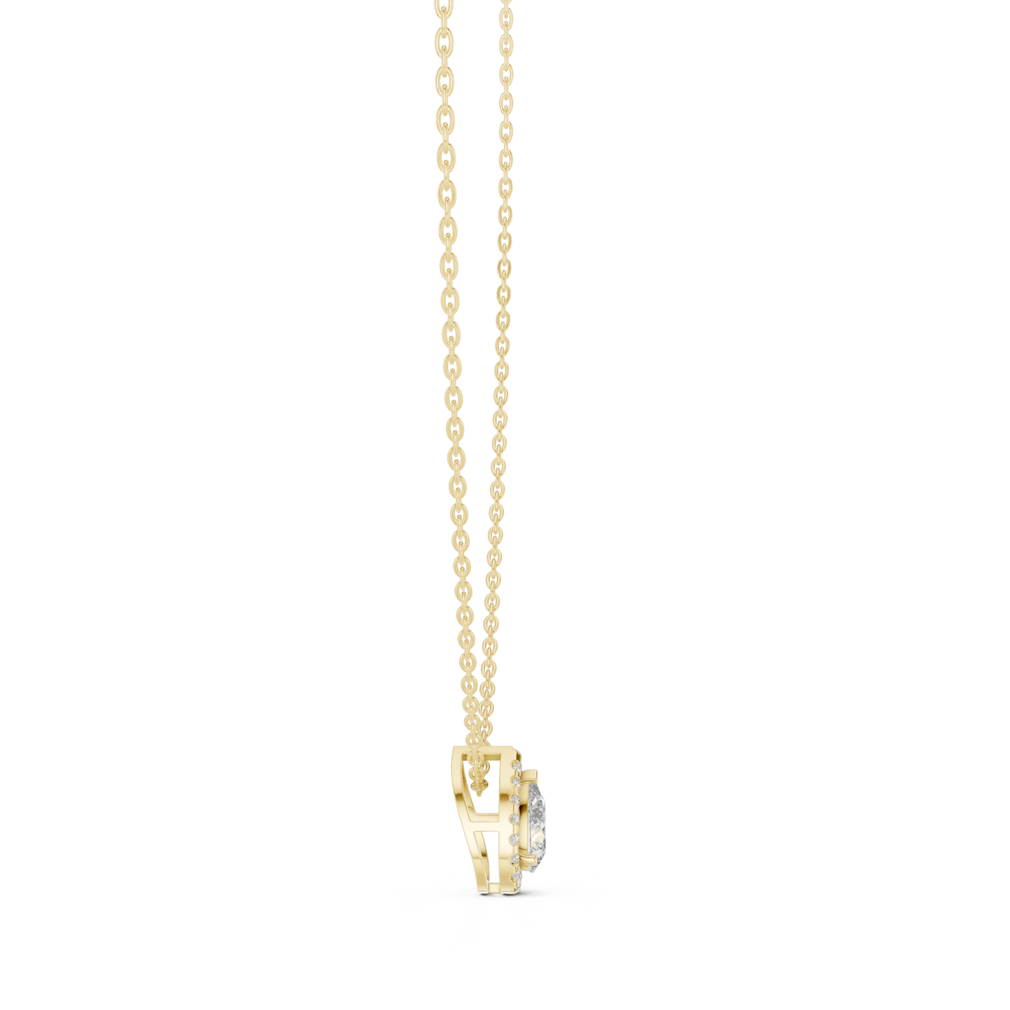 14k Solid Gold Round And Pear Shape lab grown Diamond Pendant For Wedding - HIGHCARAT DIAMONDS