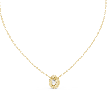 14k Solid Gold Round And Pear Shape lab grown Diamond Pendant For Wedding - HIGHCARAT DIAMONDS