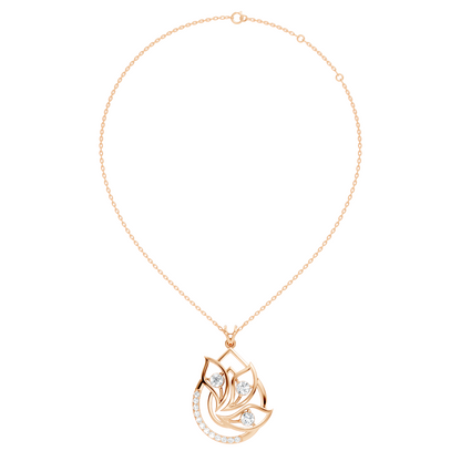 Artistic flower pendant necklace with flowing gold pattern